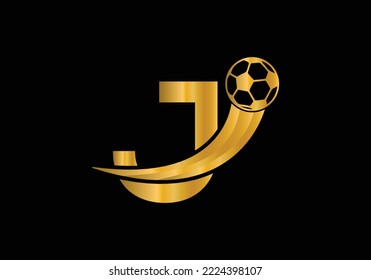Letter J Football Logo Design Vector Template. Football Club Symbol. business, and company identity.