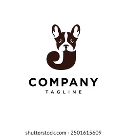 Letter J Frenchie Dog logo icon vector