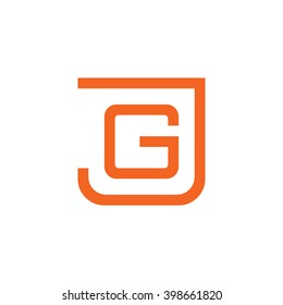 letter J and G monogram square shape logo orange