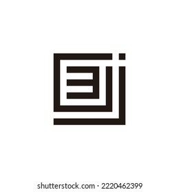 Letter j, G number 3, square geometric symbol simple logo vector