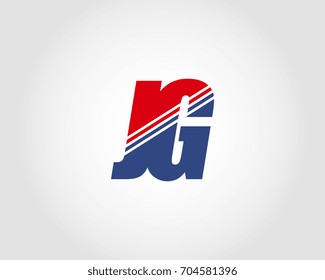 Letter J and G red and blue combination logo
