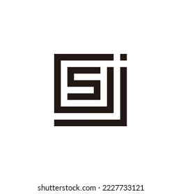 Letter j, G and S square geometric symbol simple logo vector