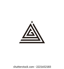 Letra j, g y símbolo geométrico del triángulo G símbolo simple vector de logotipo