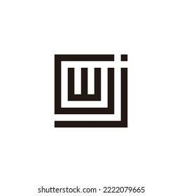 Letter j, G and w, square geometric symbol simple logo vector