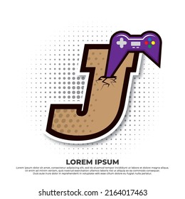 Letter J With Game Icon, Gaming Console Esport Logo Designs With Pop Style.