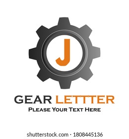 Letter j  gear logo design template illustration.