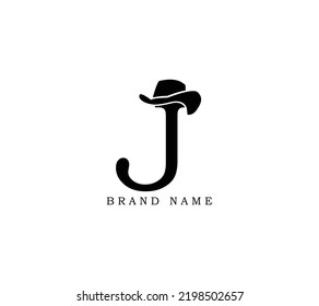 Letter J Gentlemen Hat Logo Design Vector Icon Graphic Emblem Illustration