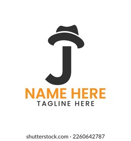 Letter J Gentlemen Hat Logo Design  Concept With Cowboy Hat Icon Template
