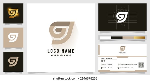 Logo de monograma de letra J o GJ con diseño de tarjeta de visita