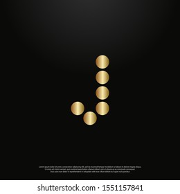 Letter J gold Logo icon monogram design. Vector graphic design template element. black background.