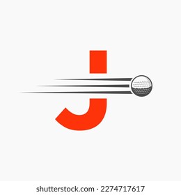 Letter J Golf Logo Design. Initial Hockey Sport Academy Sign, Club Symbol