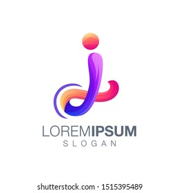 letter J gradient color logo design vector 