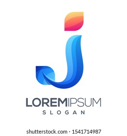 letter j gradient color logo design 