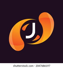 Diseño del logotipo gradiente de la letra J.