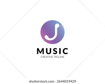 Letter J gradient music logo with headphone for your brand