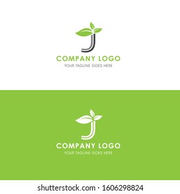 Letter J Green Leaf Logo