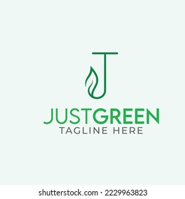 letter j green logo - leaf logo, letter mark, monogram, green juice, eco friendly