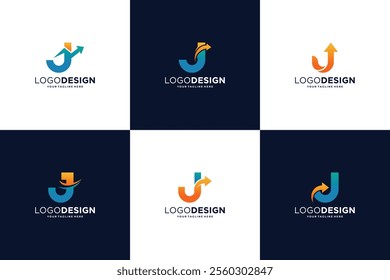 Letter J Growth Arrow Logo Design Collection