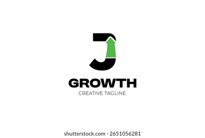 Letter J growth logo with arrow up