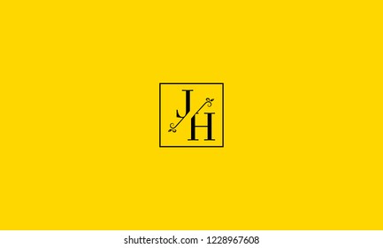 LETTER J AND H FLOWER LOGO WITH SQUARE FRAME FOR LOGO DESIGN OR ILLUSTRATION USE