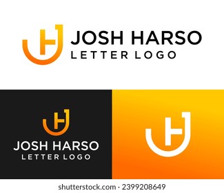 The letter J and H logo design in thin lines is geometric and unique.