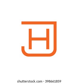 letter J and H monogram square shape logo orange