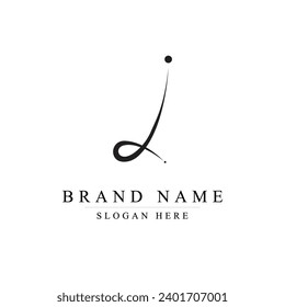 Letter J handwritten logo vector design template. Black background.	
