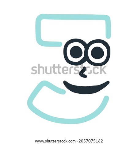 Letter j happy eccentric smiling character, smiley face vector clip art