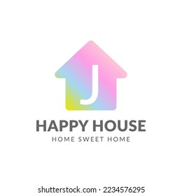 Buchstabe J Happy House, Vektorgrafik-Logo