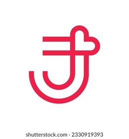 Letter J heart logo design template