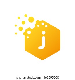 Letter J Hexagon Bubbles Vector
