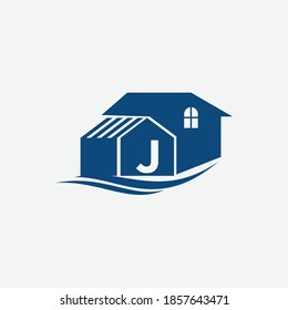 letter J and home logo design template elements