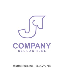 Letter J Horse Flat Modern Minimalist logo design template