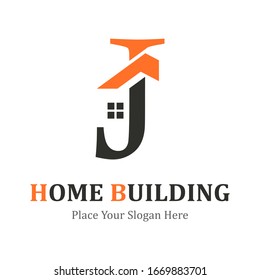 Letter j with house vector logo template. Suitable for business, web design and property
