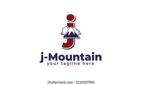 Diseño del logotipo de la letra j y el iceberg. vector