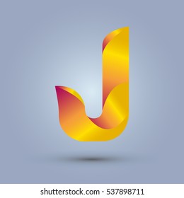 Letter J icon design and elegant typographic concept. gradient red and yellow