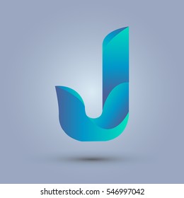 Letter J icon design and elegant typographic concept. gradient blue and green