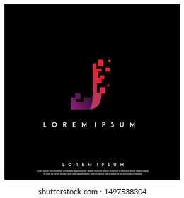 letter J icon design vector template illustration. geometric , modern logo