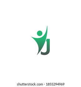 Icono de letra J con sucsi hombre abstracto delante, icono del logo del alfabeto ilustración de diseño creativo