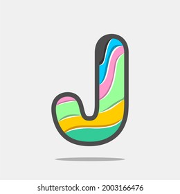 Letter J icon and logo template. New design and elegant typographic concept. Multy Colour. File EPS.
