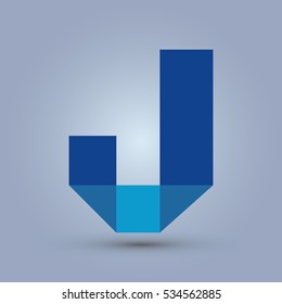 Letter J icon and logo template. Flat design and elegant typographic. Blue