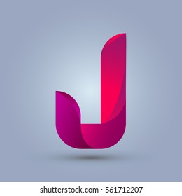 Letter J icon and logo template.  New design and elegant typographic concept. twisted, red and purple