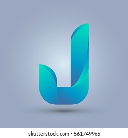 Letter J icon and logo template.  New design and elegant typographic concept. twisted, blue and green.