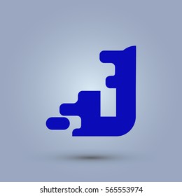 Letter J icon and logo template.  New Flat design and elegant typographic concept. spread the font. Blue