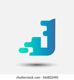 Letter J icon and logo template.  New Flat design and elegant typographic. spread the font. Gradient blue and green