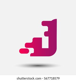 Letter J icon and logo template.  New Flat design and elegant typographic. spread the font. Gradient red and purple