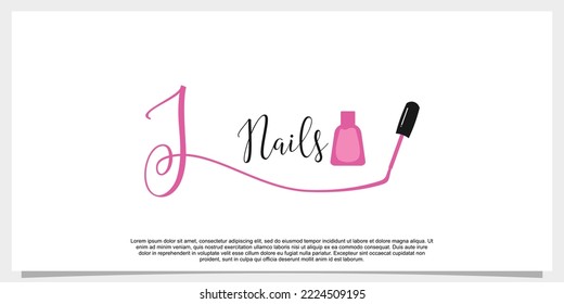 letter j with icon nail polish logo design template