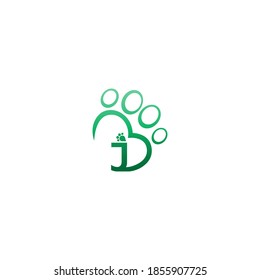 Letter J icon on paw prints logo design