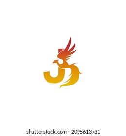 Letter J icon with phoenix logo design template illustration