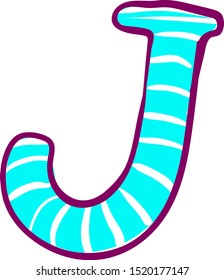 Letter J, illustration, vector on white background.